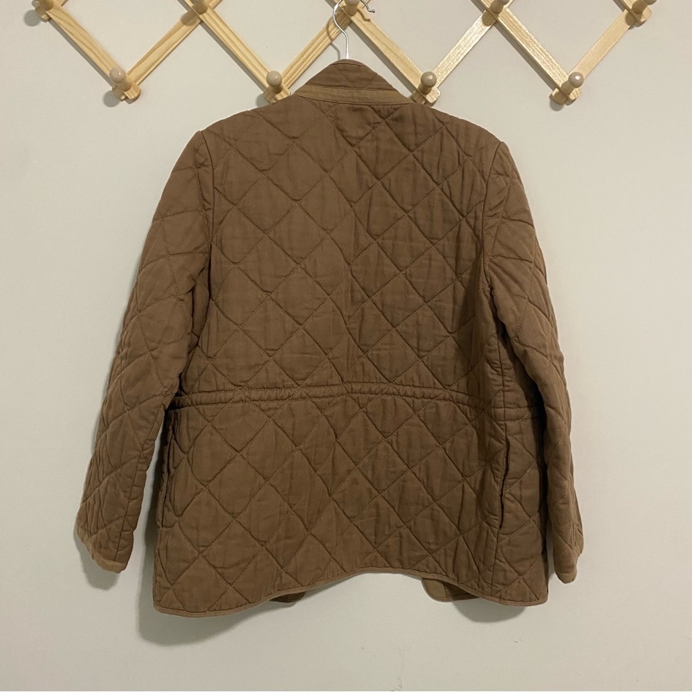 J. Crew Tan Quilted Snap Button Jacket size Small - Picture 7 of 9